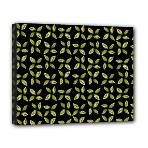 Leaves Motif Random Print Pattern Deluxe Canvas 20  X 16  (stretched) by dflcprintsclothing