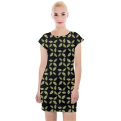 Leaves Motif Random Print Pattern Cap Sleeve Bodycon Dress by dflcprintsclothing