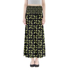 Leaves Motif Random Print Pattern Full Length Maxi Skirt by dflcprintsclothing