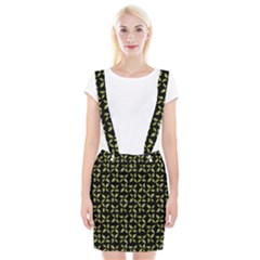 Leaves Motif Random Print Pattern Braces Suspender Skirt