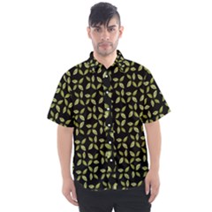 Leaves Motif Random Print Pattern Men s Short Sleeve Shirt