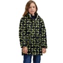 Leaves Motif Random Print Pattern Kid s Hooded Longline Puffer Jacket View1