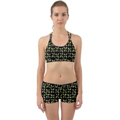 Leaves Motif Random Print Pattern Back Web Gym Set by dflcprintsclothing