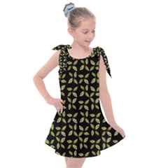 Leaves Motif Random Print Pattern Kids  Tie Up Tunic Dress by dflcprintsclothing