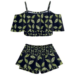 Leaves Motif Random Print Pattern Kids  Off Shoulder Skirt Bikini by dflcprintsclothing