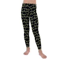 Leaves Motif Random Print Pattern Kids  Lightweight Velour Leggings by dflcprintsclothing