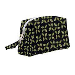 Leaves Motif Random Print Pattern Wristlet Pouch Bag (medium)