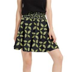 Leaves Motif Random Print Pattern Waistband Skirt by dflcprintsclothing