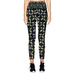 Leaves Motif Random Print Pattern Pocket Leggings  by dflcprintsclothing