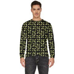 Leaves Motif Random Print Pattern Men s Fleece Sweatshirt by dflcprintsclothing