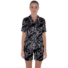 Skeletal Fractals Satin Short Sleeve Pajamas Set by MRNStudios