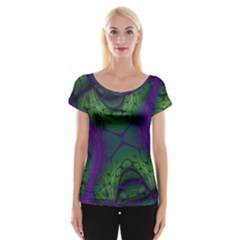 Abstract Fractal Art Pattern Cap Sleeve Top