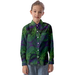 Abstract Fractal Art Pattern Kids  Long Sleeve Shirt by Ravend