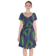 Abstract Fractal Art Pattern Short Sleeve Bardot Dress by Ravend