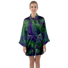 Abstract Fractal Art Pattern Long Sleeve Satin Kimono