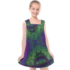 Abstract Fractal Art Pattern Kids  Cross Back Dress by Ravend