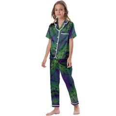 Abstract Fractal Art Pattern Kids  Satin Short Sleeve Pajamas Set by Ravend