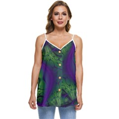 Abstract Fractal Art Pattern Casual Spaghetti Strap Chiffon Top by Ravend