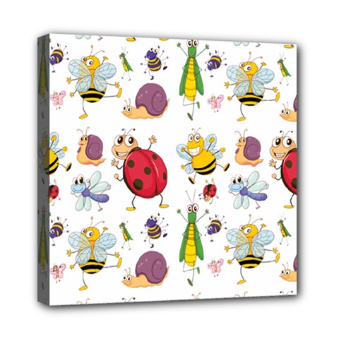 Cute Cartoon Insects Seamless Background Mini Canvas 8  X 8  (stretched) by Jancukart