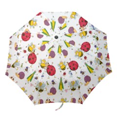 Cute Cartoon Insects Seamless Background Folding Umbrellas