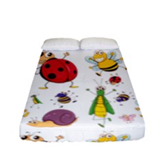 Cute Cartoon Insects Seamless Background Fitted Sheet (full/ Double Size)