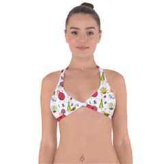 Cute Cartoon Insects Seamless Background Halter Neck Bikini Top