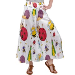 Cute Cartoon Insects Seamless Background Satin Palazzo Pants