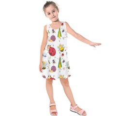 Cute Cartoon Insects Seamless Background Kids  Sleeveless Dress