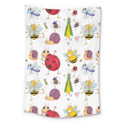 Cute Cartoon Insects Seamless Background Large Tapestry