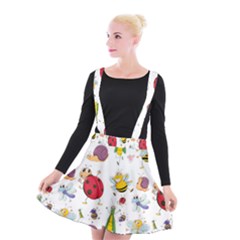 Cute Cartoon Insects Seamless Background Suspender Skater Skirt