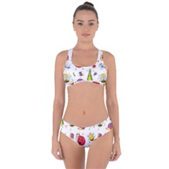 Cute Cartoon Insects Seamless Background Criss Cross Bikini Set