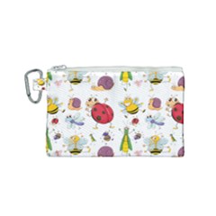 Cute Cartoon Insects Seamless Background Canvas Cosmetic Bag (small)