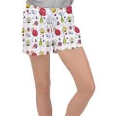 Cute Cartoon Insects Seamless Background Velour Lounge Shorts