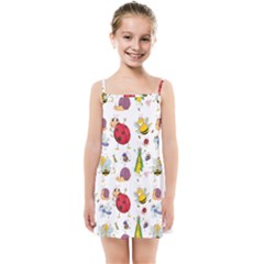 Cute Cartoon Insects Seamless Background Kids  Summer Sun Dress