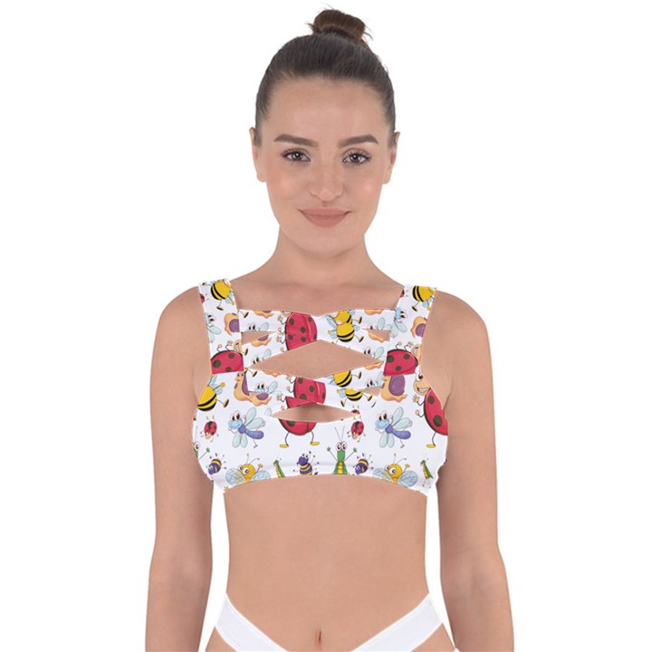 Cute Cartoon Insects Seamless Background Bandaged Up Bikini Top