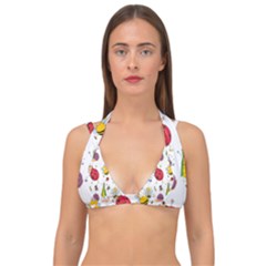 Cute Cartoon Insects Seamless Background Double Strap Halter Bikini Top