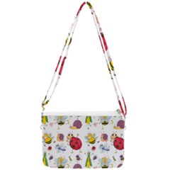 Cute Cartoon Insects Seamless Background Double Gusset Crossbody Bag