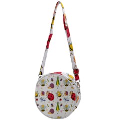 Cute Cartoon Insects Seamless Background Crossbody Circle Bag