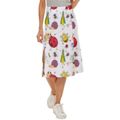 Cute Cartoon Insects Seamless Background Midi Panel Skirt by Jancukart