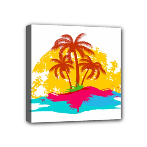 Holiday Tropical Elements Leaf Orange Mini Canvas 4  X 4  (stretched)