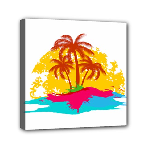 Holiday Tropical Elements Leaf Orange Mini Canvas 6  X 6  (stretched)