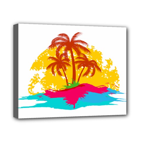 Holiday Tropical Elements Leaf Orange Canvas 10  X 8  (stretched)