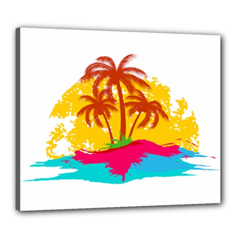 Holiday Tropical Elements Leaf Orange Canvas 24  X 20  (stretched)