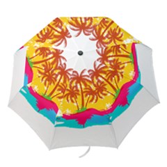 Holiday Tropical Elements Leaf Orange Folding Umbrellas