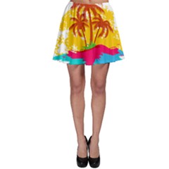 Holiday Tropical Elements Leaf Orange Skater Skirt