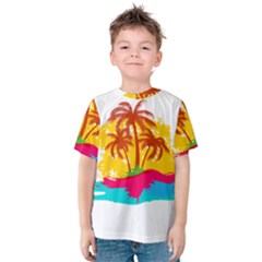 Holiday Tropical Elements Leaf Orange Kids  Cotton Tee