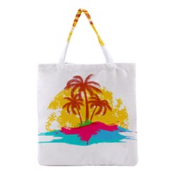 Holiday Tropical Elements Leaf Orange Grocery Tote Bag by Jancukart