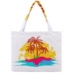 Holiday Tropical Elements Leaf Orange Mini Tote Bag