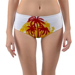 Holiday Tropical Elements Leaf Orange Reversible Mid-waist Bikini Bottoms by Jancukart