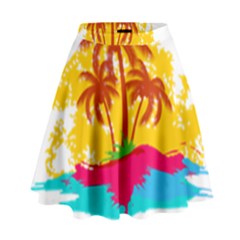 Holiday Tropical Elements Leaf Orange High Waist Skirt